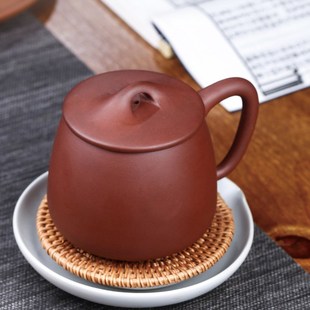 宜兴紫砂杯纯全手工原矿老紫泥名家家用泡茶杯子带盖Y大容量石瓢