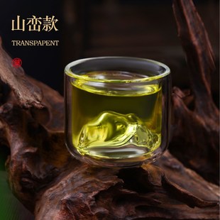 个人专用真空双层玻璃杯主人杯单个功夫品茗杯小S茶杯单只小号茶