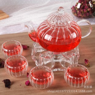 功夫茶具泡茶壶套装 加厚耐热玻璃花茶壶 家用沏茶壶X围炉煮红茶
