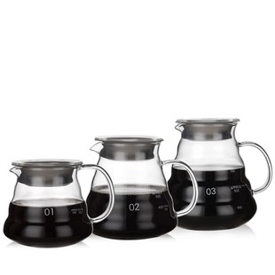 保W温瓶家用礼品 V60加厚玻璃咖啡壶 云朵壶 手冲壶 分享壶
