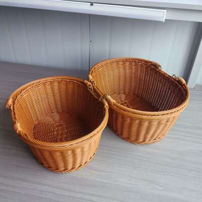 超市蔬菜编织塑料菜篮子沙糖桔收纳筐仿藤编手提野餐篮藤编草莓篮
