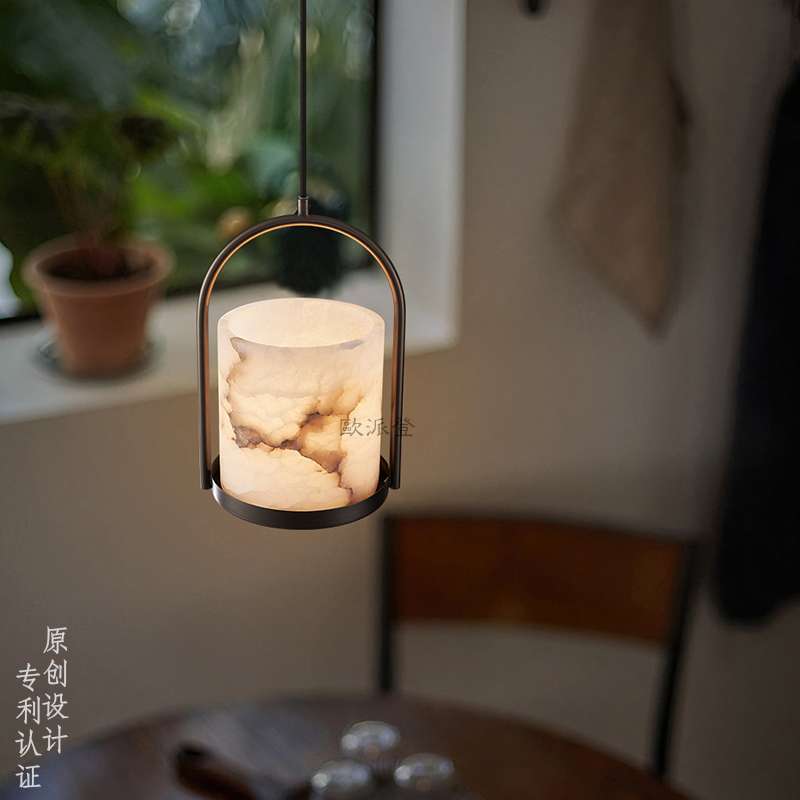 W7新中式云石卧室床头小吊灯吧台餐厅别墅古典客厅书房样板房仿云