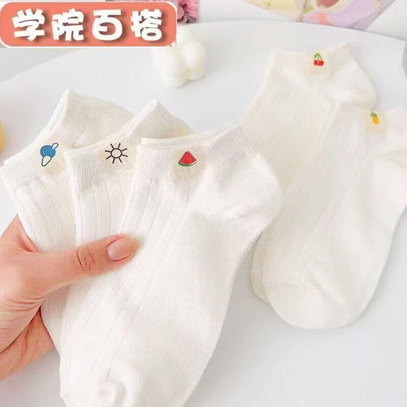 【5双装可爱水果】夏季抗菌女袜图片
