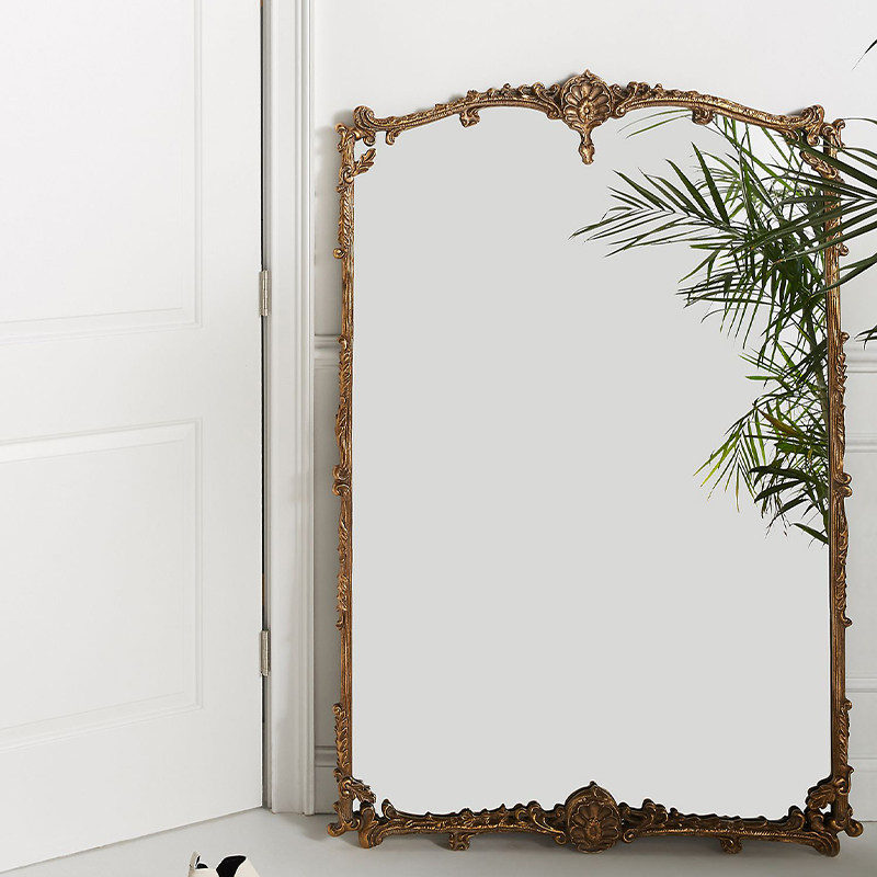 法式复古轻奢拱形欧式卫浴室镜挂镜子卫生间梳妆化妆镜雕花装饰镜