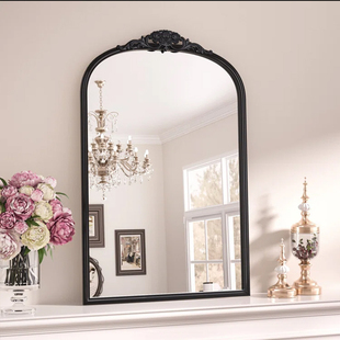 法式复古风镜子卫生间壁挂式化妆镜定制主卧雕花梳妆镜壁炉装饰镜