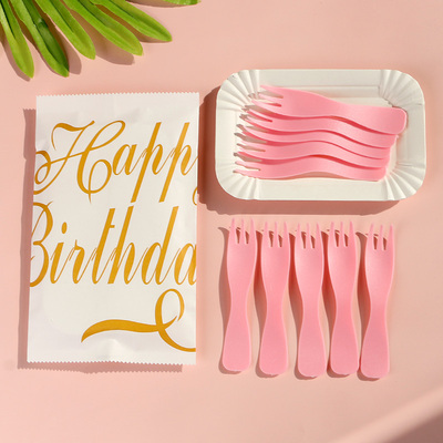 环保纸袋纸盘碟子一次性网红蛋糕餐具生日蛋糕刀叉套装刀叉