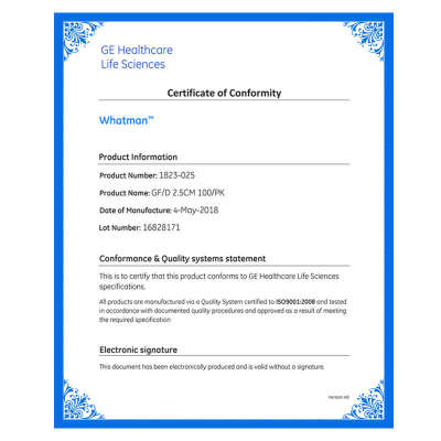 whatman玻璃纤维滤纸GF/D 1823-025/047/055/070/090/110电池隔膜