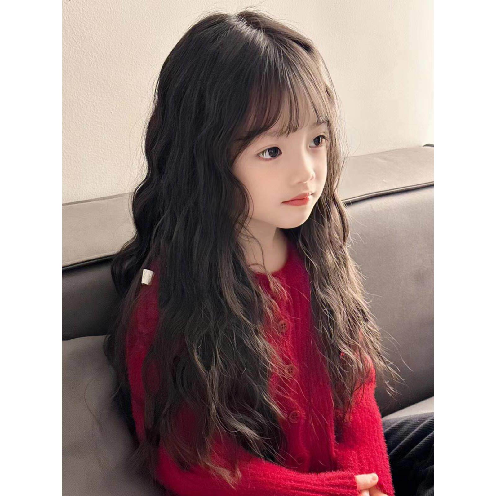儿童假发女宝宝可爱羊毛卷增发量自然长卷发显脸小泡面卷整顶发套