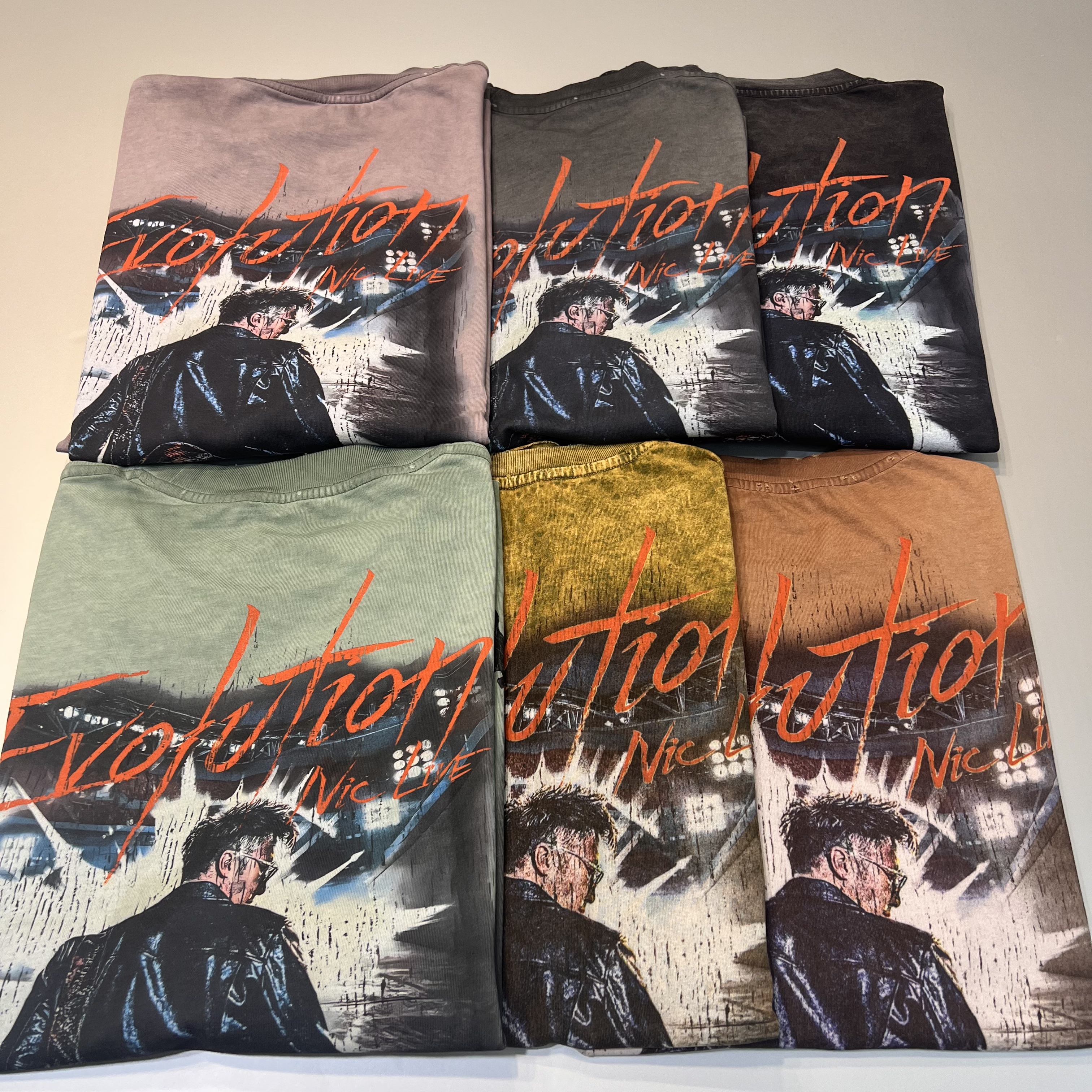 霆锋进化演唱会周边同款evolution吉他洗水做旧短袖T恤潮上衣