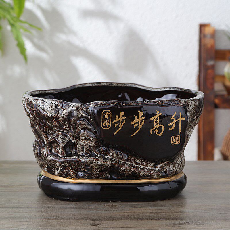 简约创意个性陶瓷花盆特大号特色客H厅室内桌面陶瓷花盆无托盘