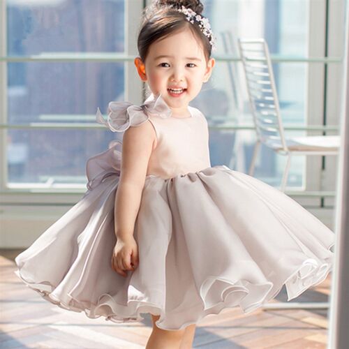 儿童礼服女冬蓬蓬裙花童婚纱短裙公主裙女童钢R琴生日演出晚礼服