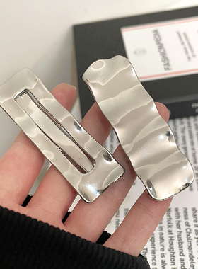 刘海金属银色发夹边夹侧边高级感女前额发卡L夹子头饰2023新款卡