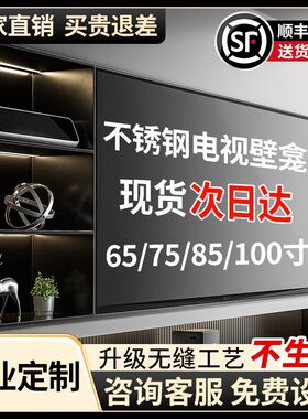 定制电视壁龛75/85/100y寸不锈钢电视嵌入式客厅背景柜金属置物架