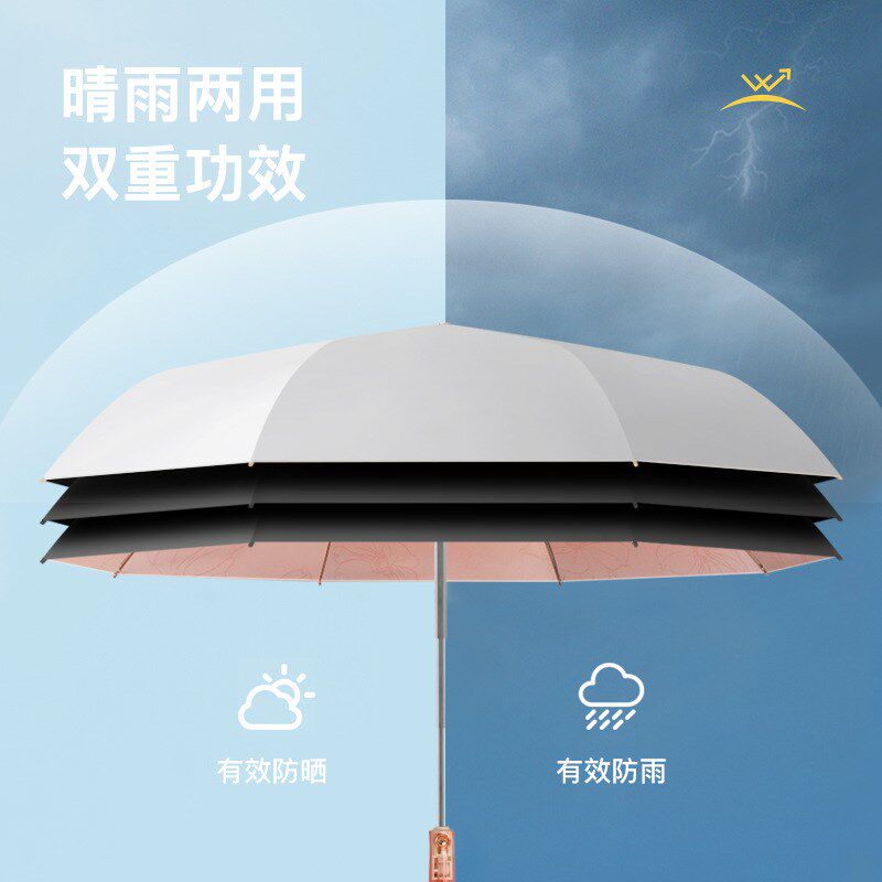 8骨节节收渐变色三折钛银胶自动雨伞防晒遮阳太阳伞女个性晴雨伞