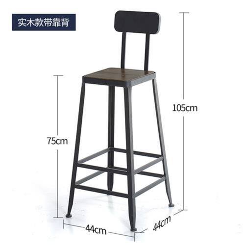 高档工业风吧台椅实木吧台桌圆桌奶茶店黑色椅子酒吧椅吧台凳高脚