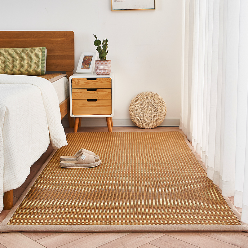 日式榻榻米地垫可折叠凉席房间床边E地毯冰丝藤席双面冬夏两用定