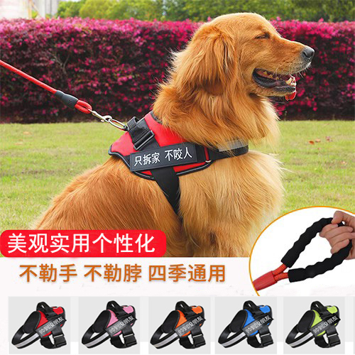 狗狗牵引绳d背心式胸背带溜小型中型大型犬宠物狗绳金毛链子防咬