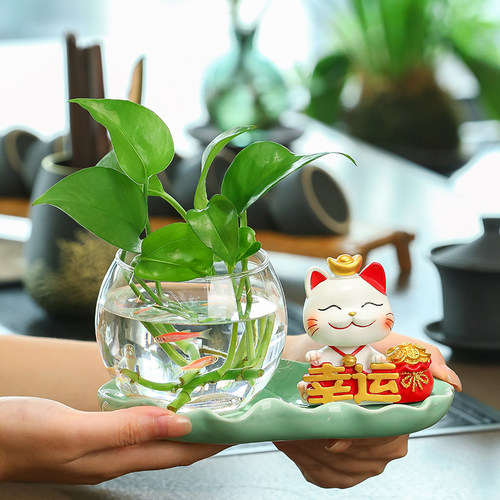 平安幸运招财猫摆件客厅插花