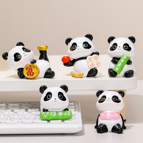 熊猫乐乐工位桌面可爱治愈系摆件