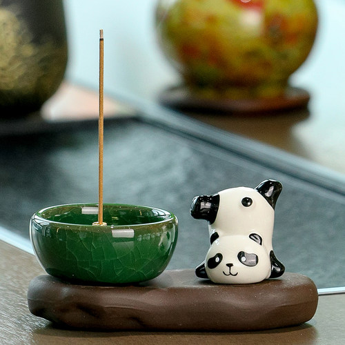 卡通熊猫香插座檀香沉香线香插