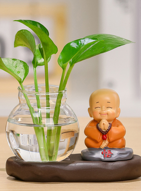 新中式慧乐小和尚悟花瓶桌面摆件