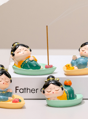 创意可爱唐仕女香插香托摆件家用