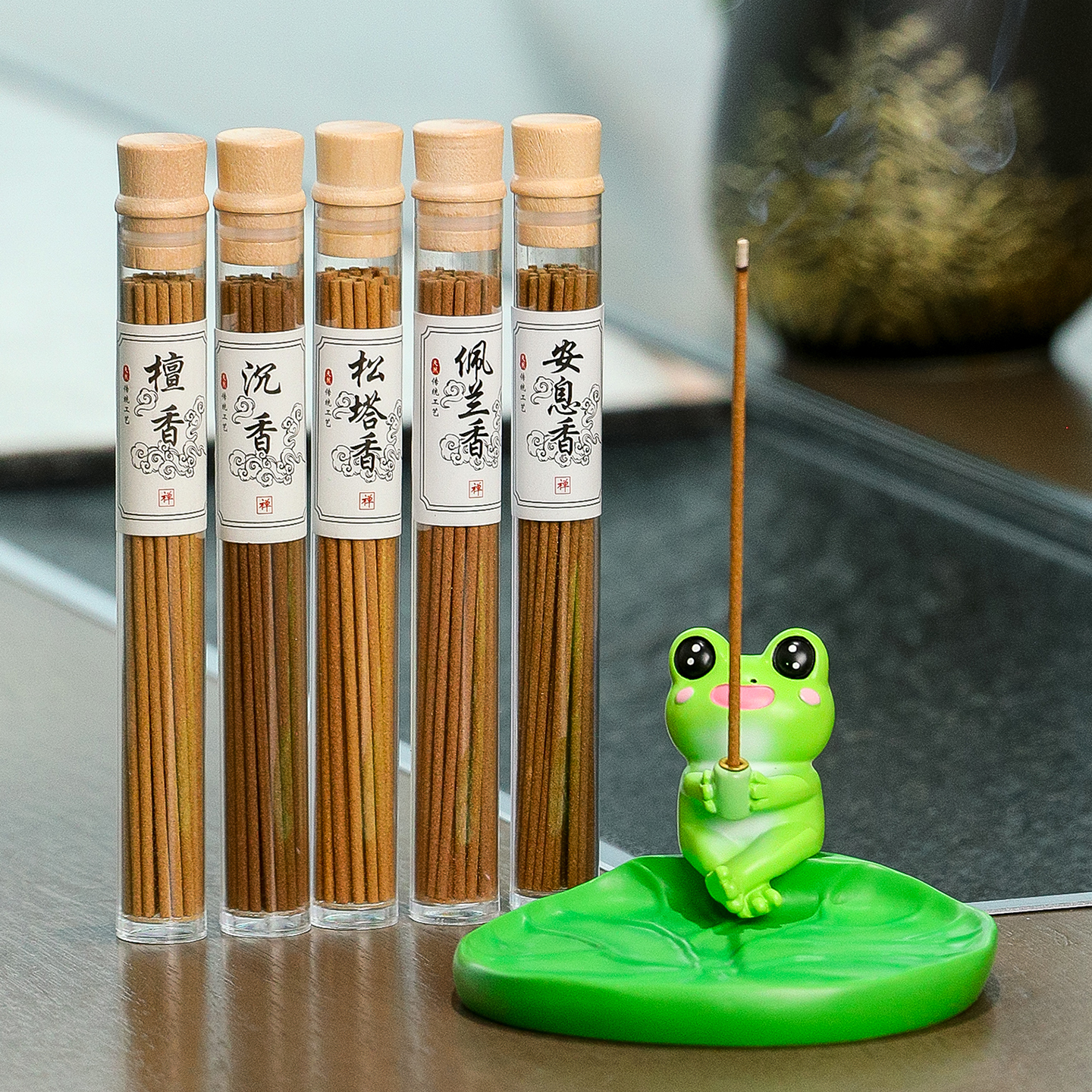 萌趣卡通香插线香炉家用室内香插香座禅意茶台桌面装饰香薰炉摆件