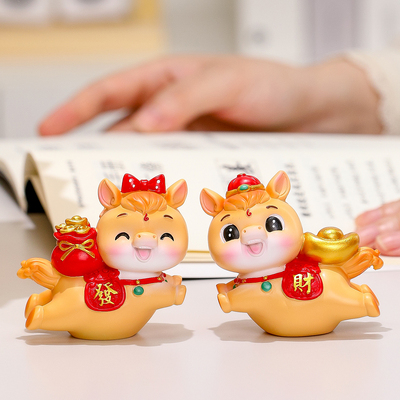 新中式国潮小飞马发财装饰小摆件