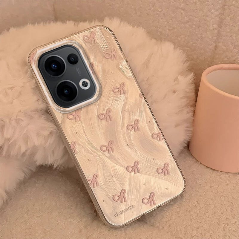 适用蝴蝶结OPPOReno14手机壳13爆款12羽纱11简约10pro+防摔9少女8新款7网红6专用5保护套全包新品ins风小清新