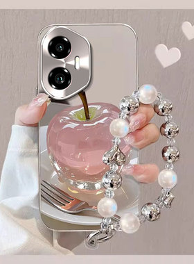 适用水晶苹果荣耀300Ultra手机壳200防摔100保护套90GT女80se新款70pro+电镀60镜面50手链honor30/power/9X/8