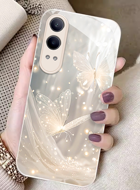 适用oppok12x手机壳新款k10pro梦幻蝴蝶opp0可爱女网红k9s简约金属漆玻璃k9pro高级感k7镜头k11全包潮