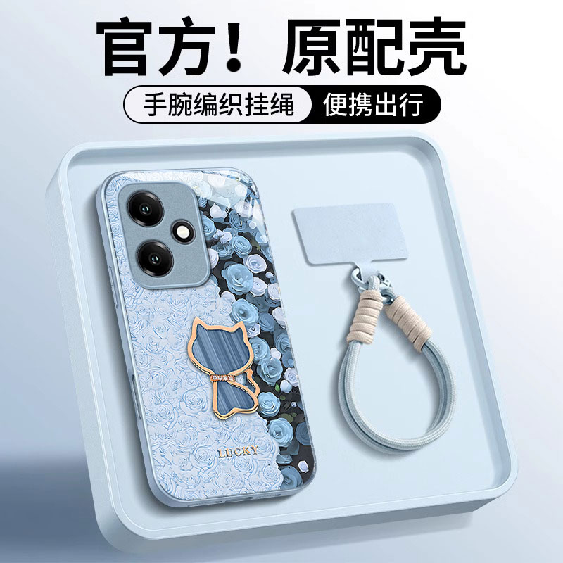 适用荣耀400手机壳400pro玫瑰猫honor专用外壳新品新款金属漆玻璃防摔卡通男少女可爱创意高级感全包不会撞壳