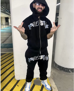 Trapstar拉链刺绣卫衣套装加绒欧美街头嘻哈UKDRILL运动休闲时尚