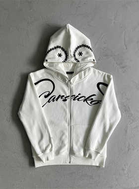 Carsicko love spread hoodi卫衣欧美潮牌笑脸全拉链男士情侣同款