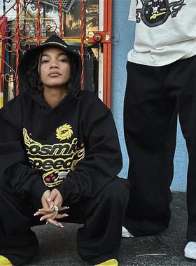 Broken Planet 春秋季金色火焰潮牌黑色卫衣长裤套刺绣高质量百搭