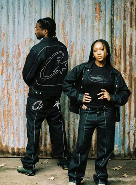 Corteiz黑色大C星牛仔衣C-Star Denim Jacket美式街头潮牌UKDrill