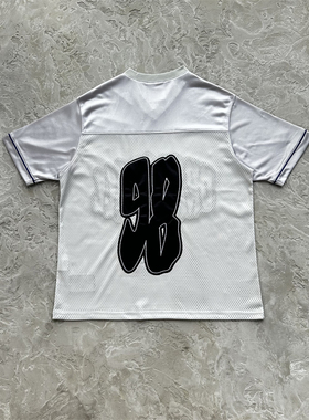 DRAMA 夏季新款时尚印花字母短袖高街休闲百搭潮流银灰色球衣潮流