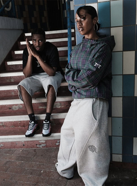 Mertra 新款男女款 HOODIE 秋冬季重磅格子连帽套头绿紫色夹克