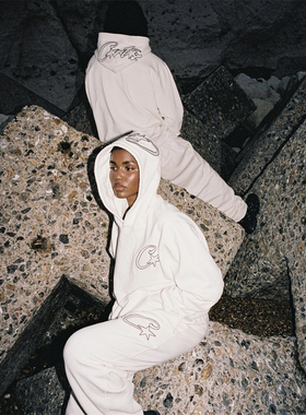 Corteiz恶魔岛Satin C-star Applique Suit男女字母高质量卫衣裤