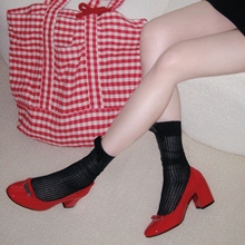 ElegiFemme2024新款Bella漆皮圆头蝴蝶结单鞋红色粗跟7cm高跟鞋