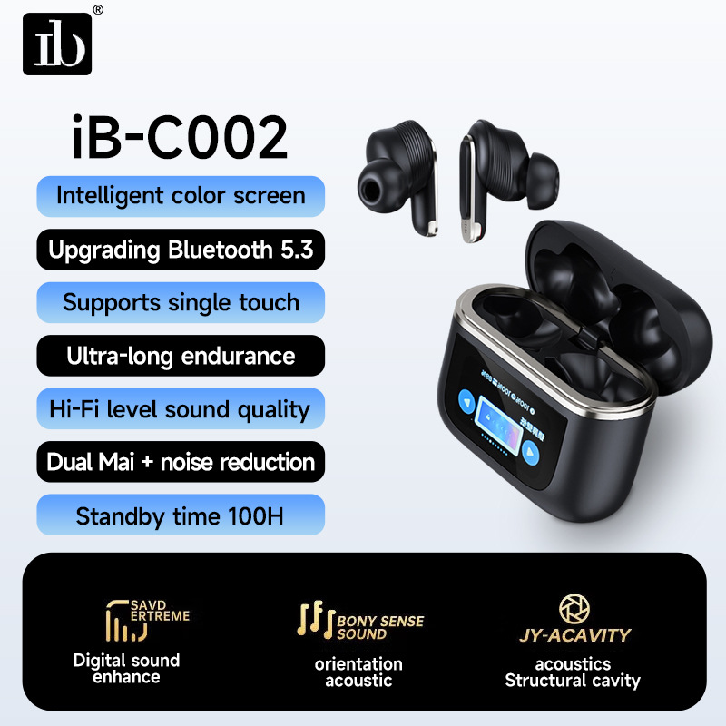 日本品质智能蓝牙耳机LCD触控屏超长续航数显ANC降噪入耳TWS耳机