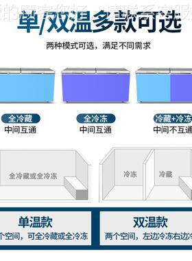 卧式冷藏柜商用冰大容量柜家冻IBE用箱冷保鲜双温冰铜管卧柜