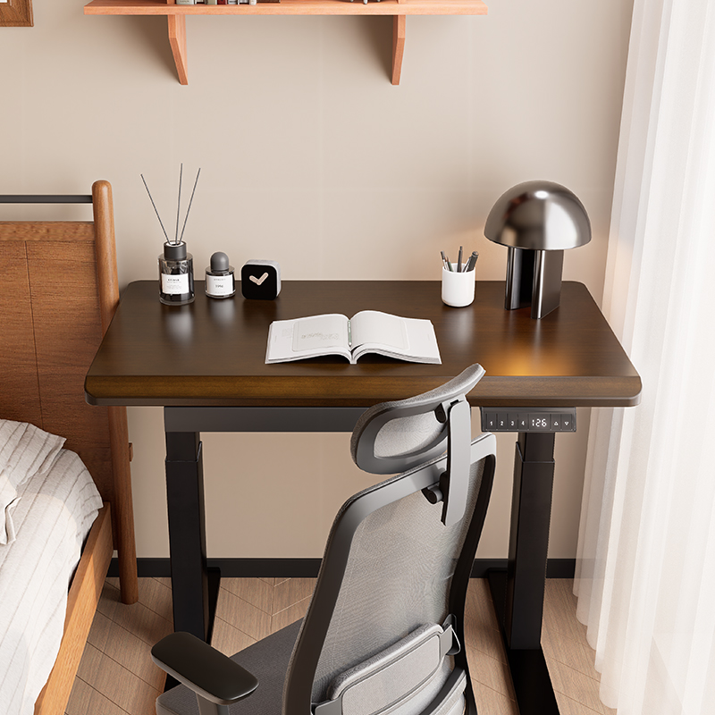 1米实木电动升降桌小尺寸电脑桌可升降家用学习办公桌书桌工作台