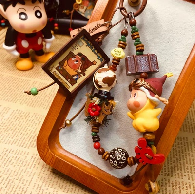 手工包包挂件星星人钥匙扣改娃萌粒卡通手机链钥匙链挂饰情侣礼物