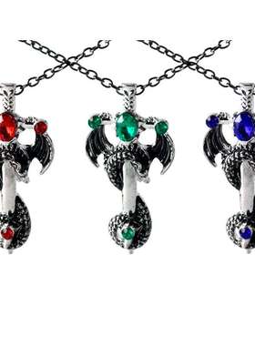 新款欧美创意潮男时尚摇滚翼龙宝剑吊坠项链配饰品现货