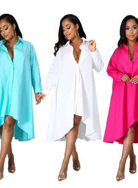 2024女装衬衣休闲长袖纯色女士衬衫胖妹妹微胖白色women clothes