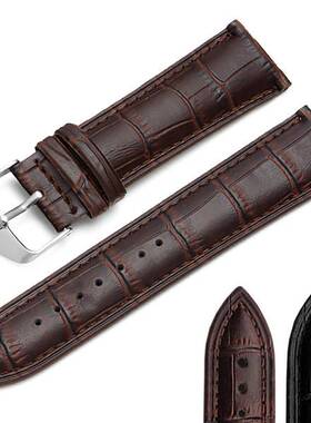 20259二层皮表带黑色表带牛皮竹节纹表带手表带手裱皮表带20/16mm