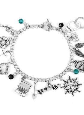 外贸新款欧美影视超自然邪恶力量创意复古翅膀手铐流苏手链