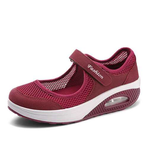 women shoes鞋女新款气垫低帮魔术贴浅口单鞋色网面女鞋wish2024