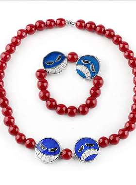 热销动漫周边饰品海贼王火拳艾斯项链红色串珠手链手串现货